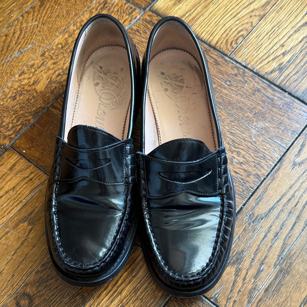 J Crew Black Patent Leather Penny Loafers size 8